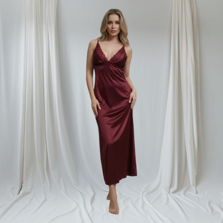 luxurious 2 pcs nighty in maroon